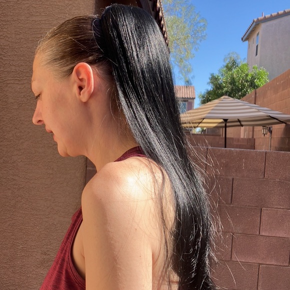 JHZSJF long straight ponytail hair extension black 26” artificial like natural - Picture 4 of 8